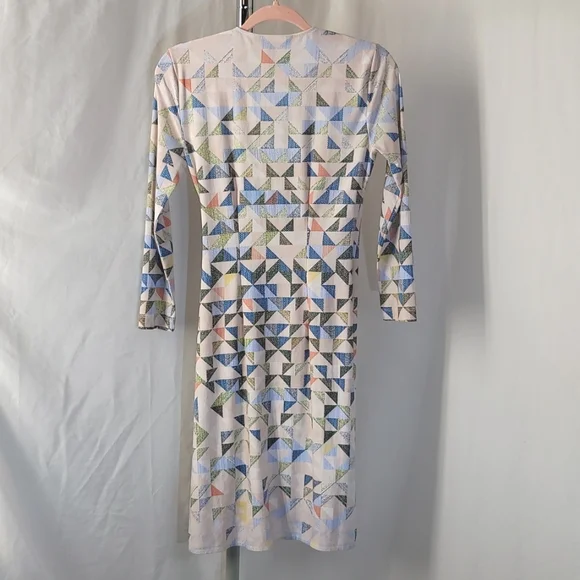 BCBGMaxAzria Adele Wrap Dress, patchwork design, women's XS Tall - Picture 2 of 5
